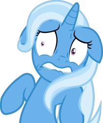 Size: 2529x3000 | Tagged: safe, artist:frownfactory, derpibooru import, trixie, pony, unicorn, to where and back again, bipedal, do not want, ears, faic, female, floppy ears, frown, high res, horn, lip bite, mare, scared, shrunken pupils, simple background, solo, transparent background, vector, wide eyes