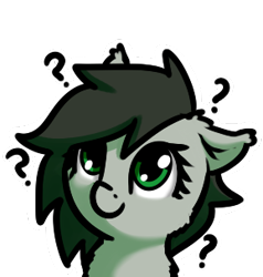 Size: 289x304 | Tagged: safe, artist:neuro, oc, oc only, oc:anon filly, oc:rolling stone, pony, /mlp/, confused, ear fluff, ears, female, filly, fluffy, looking at you, question mark, race swap, simple background, smiling, snow mare, snowpony (species), solo, taiga pony, transparent background, yakutian horse