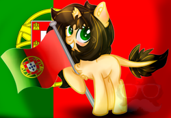 Size: 2884x1984 | Tagged: safe, artist:rutieshibie, oc, flag, portugal, solo