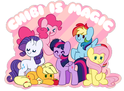 Size: 5522x4042 | Tagged: safe, artist:kittyrosie, derpibooru import, applejack, fluttershy, pinkie pie, rainbow dash, rarity, twilight sparkle, twilight sparkle (alicorn), alicorn, earth pony, pegasus, pony, unicorn, >.<, absurd resolution, apple, chibi, cute, dashabetes, diapinkes, eyes closed, female, food, jackabetes, mane six, mare, open mouth, raribetes, shyabetes, simple background, transparent background, twiabetes, uwu, xd