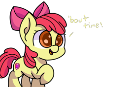 Size: 2802x2000 | Tagged: safe, artist:exoticeon, derpibooru import, apple bloom, earth pony, female, filly, simple background, solo, transparent background