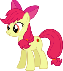 Size: 6533x7393 | Tagged: safe, artist:slb94, derpibooru import, apple bloom, applejack, earth pony, pony, absurd resolution, alternate cutie mark, alternate hairstyle, apple bloom's bow, bow, female, freckles, hair bow, mare, older, older apple bloom, orange eyes, ponytail, recolor, simple background, smiling, standing, transparent background, vector