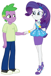 Size: 859x1263 | Tagged: safe, artist:georgegarza01, derpibooru import, rarity, spike, human, equestria girls, converse, female, holding hands, human spike, humanized, male, rarity peplum dress, shipping, shoes, simple background, sparity, straight, transparent background, vector