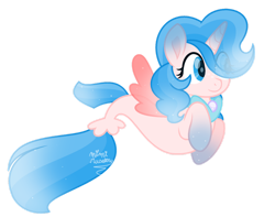 Size: 1280x1011 | Tagged: safe, artist:mimirusebiry, derpibooru import, oc, oc only, alicorn, seapony (g4), adoptable, blue eyes, dorsal fin, fin wings, fish tail, flowing tail, horn, jewelry, necklace, pearl necklace, seaponified, signature, simple background, solo, species swap, tail, transparent background, wings