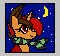 Size: 60x56 | Tagged: safe, artist:emilz-the-half-demon, derpibooru import, oc, oc:pyre quill, unicorn, animated, blinking, clothes, gif, moon, scarf, snow