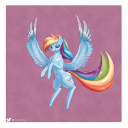 Size: 2500x2500 | Tagged: safe, artist:inky_mitts, derpibooru import, rainbow dash, pegasus, pony, belly button, faic, female, lidded eyes, mare, rearing, smiling, smirk, smug, smugdash, solo, spread wings, wings