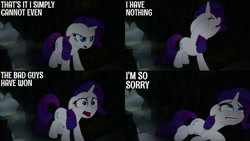 Size: 1280x720 | Tagged: safe, derpibooru import, edit, edited screencap, editor:quoterific, screencap, rarity, pony, unicorn, my little pony: the movie, eyes closed, female, mare, marshmelodrama, rarity being rarity, solo