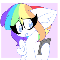 Size: 1280x1280 | Tagged: safe, artist:ladylullabystar, derpibooru import, oc, oc:vanilla sprinkles, pegasus, pony, cellphone, female, mare, phone, solo