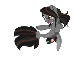 Size: 2797x2144 | Tagged: safe, artist:arcticwhistle, derpibooru import, oc, pegasus, seapony (g4), brown eyes, dorsal fin, fin wings, fish tail, flowing mane, flowing tail, open mouth, seaponified, simple background, smiling, solo, species swap, tail, transparent background, wings