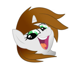 Size: 3894x3894 | Tagged: safe, derpibooru import, oc, oc:littlepip, pony, unicorn, fallout equestria, disembodied head, fanfic art, happy, horn, looking at you, open mouth, solo