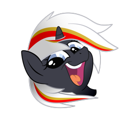 Size: 3894x3894 | Tagged: safe, derpibooru import, oc, oc:velvet remedy, pony, unicorn, fallout equestria, disembodied head, fanfic art, happy, horn, looking at you, open mouth, solo