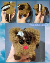 Size: 1024x1280 | Tagged: safe, artist:casquitos kawaii, derpibooru import, oc, oc:winter wonder, earth pony, pony, amigurumi, crochet, fluffy, handmade, photo, plushie, snowpony (species), solo, taiga pony, yakutian horse