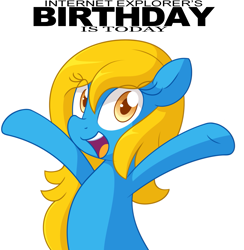 Size: 1319x1352 | Tagged: safe, artist:furrgroup, derpibooru import, oc, oc:internet explorer, pony, ask internet explorer, browser ponies, internet explorer, solo