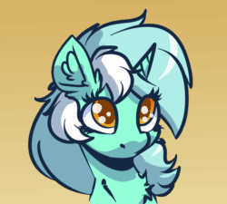 Size: 1200x1080 | Tagged: safe, artist:witchtaunter, derpibooru import, lyra heartstrings, pony, unicorn, animated, blinking, chest fluff, cute, ear fluff, ear twitch, ears, eye shimmer, female, gradient background, lyrabetes, mare, solo, weapons-grade cute
