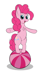 Size: 1784x3140 | Tagged: safe, artist:wapamario63, pinkie pie, earth pony, pony, balancing, ball, beach ball, bipedal, chest fluff, cute, female, flat colors, looking at you, mare, simple background, solo, transparent background