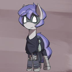 Size: 1000x1000 | Tagged: safe, artist:triplesevens, oc, oc only, oc:triple sevens, pony, fantasy class, male, rogue, scared, simple background, solo