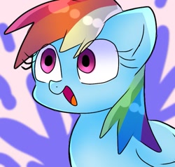 Size: 743x708 | Tagged: safe, artist:namaenonaipony, derpibooru import, rainbow dash, pegasus, pony, abstract background, bust, happy, open mouth, portrait, solo