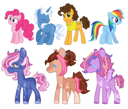 Size: 672x573 | Tagged: safe, artist:inkprism, derpibooru import, cheese sandwich, pinkie pie, pokey pierce, rainbow dash, oc, earth pony, pegasus, pony, unicorn, base used, cheesepie, female, lesbian, magical lesbian spawn, male, offspring, parent:cheese sandwich, parent:pinkie pie, parent:pokey pierce, parent:rainbow dash, parents:cheesepie, parents:pinkiedash, parents:pokeypie, pinkiedash, pokeypie, shipping, simple background, straight, transparent background