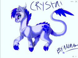 Size: 1280x960 | Tagged: safe, artist:pennypoopoo, derpibooru import, oc, oc:crystal clarity, dracony, hybrid, female, horns, interspecies offspring, offspring, parent:rarity, parent:spike, parents:sparity, simple background, solo, white background