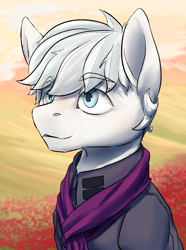 Size: 1560x2100 | Tagged: safe, artist:tofuslied-, derpibooru import, double diamond, earth pony, pony, equestria at war mod, bust, clothes, equality, portrait, scarf, solo, uniform