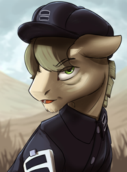 Size: 1560x2100 | Tagged: safe, artist:tofuslied-, derpibooru import, earth pony, pony, equestria at war mod, burlap, bust, clothes, equality, open mouth, portrait, solo, uniform