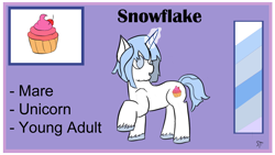 Size: 1192x670 | Tagged: safe, artist:schumette14, derpibooru import, oc, oc:snowflake, unicorn, adopted, blind, chrysaluniverse, next generation, parent:photo finish, parent:twilight sparkle