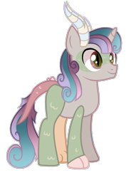 Size: 890x1206 | Tagged: safe, artist:amicasecretuwu, derpibooru import, discord, princess flurry heart, oc, hybrid, fusion, male, simple background, solo, transparent background