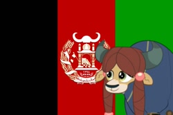 Size: 1095x730 | Tagged: safe, derpibooru import, yona, yak, afghanistan, flag