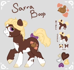 Size: 1080x1032 | Tagged: safe, artist:skior, derpibooru import, oc, oc:sarra boop, earth pony, pony, bow, female, filly, reference sheet, solo, tail bow