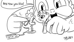 Size: 1200x675 | Tagged: safe, artist:pony-berserker, derpibooru import, rarity, spike, pony-berserker's twitter sketches, now kiss, toy