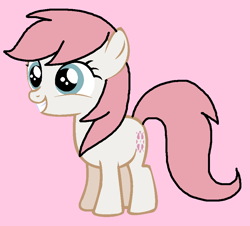 Size: 899x813 | Tagged: safe, artist:piggyman54, derpibooru import, baby sundance, earth pony, pony, g1, g4, baby, baby pony, baby sundawwnce, cute, female, filly, g1 to g4, generation leap, grin, pink background, simple background, smiling, solo