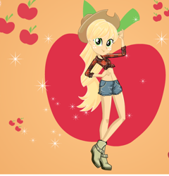 Size: 576x601 | Tagged: safe, artist:kimpossiblelove, derpibooru import, applejack, equestria girls, cowboy hat, hat