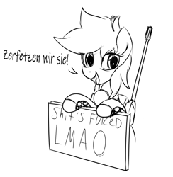 Size: 697x713 | Tagged: safe, artist:superderpybot, original species, pony, anti-aircraft gun, black and white, english, gepard 1a2, german, grayscale, monochrome, ponified, ponified vehicle, sign, sketch, solo, tank pony, text, vulgar