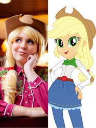 Size: 1717x2289 | Tagged: safe, artist:maddymoiselle, derpibooru import, applejack, human, equestria girls, clothes, cosplay, costume, irl, irl human, long sleeves, photo