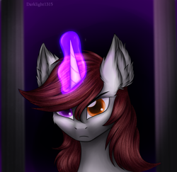 Size: 2241x2175 | Tagged: safe, artist:darklight1315, derpibooru import, oc, oc:light wine, pony, unicorn, ear fluff, ears, heterochromia, magic, magic aura, solo