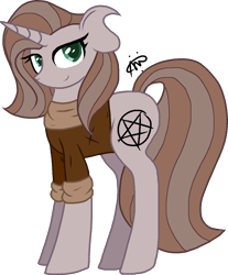 Size: 1029x1241 | Tagged: safe, artist:gallantserver, derpibooru import, oc, oc:emorundum, pony, unicorn, baphomet, offspring, parent:cheese sandwich, parent:maud pie, parents:maudwich, simple background, solo, transparent background