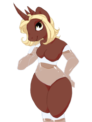 Size: 2121x2828 | Tagged: safe, artist:holidaye, derpibooru import, oc, oc:coco, anthro, breasts, glass pony, simple background, solo, transparent background