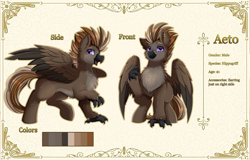 Size: 5240x3364 | Tagged: safe, artist:pridark, derpibooru import, oc, oc only, oc:aeto, hippogriff, hippogriff oc, reference sheet, solo