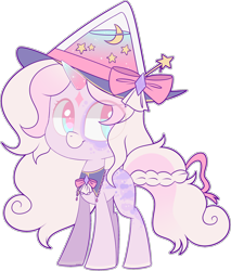 Size: 1852x2178 | Tagged: safe, artist:jetjetj, derpibooru import, oc, oc:lunaris stellar, pony, unicorn, chibi, female, hat, mare, simple background, solo, transparent background, witch hat