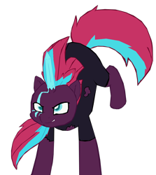 Size: 966x1082 | Tagged: safe, artist:benpictures1, artist:chedx, tempest shadow, pony, unicorn, comic:the storm kingdom, my little pony: the movie, bad end, bodysuit, clothes, crystal of light, evil grin, female, general tempest shadow, grin, implied applejack, implied fluttershy, inkscape, mare, simple background, smiling, solo, transparent background, vector