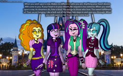 Size: 1280x793 | Tagged: safe, artist:rdj1995, derpibooru import, adagio dazzle, aria blaze, sonata dusk, twilight sparkle, equestria girls, alternate clothes, the dazzlings, walt disney world, when you wish upon a star