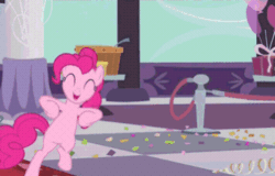 Size: 356x228 | Tagged: safe, derpibooru import, edit, edited screencap, screencap, pinkie pie, princess cadance, alicorn, earth pony, pony, a canterlot wedding, season 2, ^^, animated, bipedal, crown, cute, cutedance, dancing, duo, duo female, eyes closed, female, gif, hoof shoes, horn, jewelry, loop, mare, open mouth, open smile, regalia, reversed, smiling