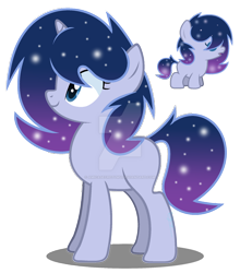 Size: 1280x1455 | Tagged: safe, artist:amicasecretuwu, derpibooru import, oc, oc:astral comet, pony, unicorn, baby, baby pony, female, mare, offspring, parent:king sombra, parent:princess luna, parents:lumbra, simple background, solo, transparent background