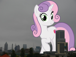 Size: 1600x1200 | Tagged: safe, artist:andoanimalia, derpibooru import, sweetie belle, pony, unicorn, atlanta, female, georgia, giant pony, giant unicorn, giantess, highrise ponies, irl, macro, mare, mega giant, older, older sweetie belle, photo, ponies in real life