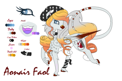 Size: 901x599 | Tagged: safe, artist:aonairfaol, derpibooru import, oc, oc only, pegasus, pony, beanie, chest fluff, eyelashes, female, hat, leonine tail, mare, pegasus oc, reference sheet, simple background, smiling, solo, white background