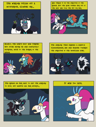 Size: 2448x3264 | Tagged: safe, artist:supahdonarudo, derpibooru import, queen novo, storm king, oc, oc:king waverider, classical hippogriff, hippogriff, yeti, comic:the day the mountain fell, my little pony: the movie, comic, crying, death, hammer, obsidian orb, petrification, storm creature, storm guard, turned to stone