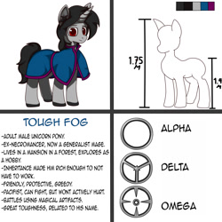 Size: 1700x1700 | Tagged: artist needed, safe, derpibooru import, oc, oc:tough fog, pony, unicorn, male, reference sheet, stallion