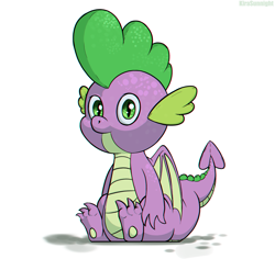 Size: 1728x1632 | Tagged: safe, artist:kirasunnight, derpibooru import, spike, dragon, cute, looking at you, male, simple background, sitting, solo, spikabetes, white background, winged spike, wings