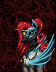 Size: 1122x1452 | Tagged: safe, derpibooru import, oc, oc:echo burst, bat pony, unicorn, bust, eyepatch, portrait, solo