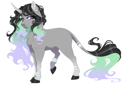 Size: 3600x2400 | Tagged: safe, artist:gigason, derpibooru import, oc, oc only, pony, unicorn, ethereal mane, eye clipping through hair, eyebrows, eyebrows visible through hair, female, grin, high res, horn, looking at you, mare, offspring, parent:king sombra, parent:princess celestia, parents:celestibra, raised hoof, raised leg, simple background, smiling, smiling at you, solo, transparent background, unicorn oc